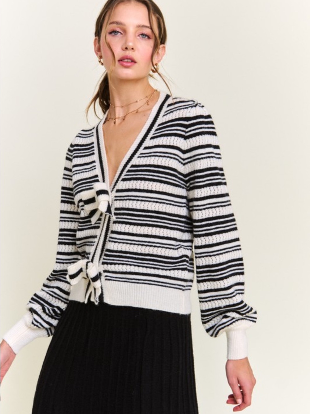 Striped Knit Cardigan - Picture 3 of 7
